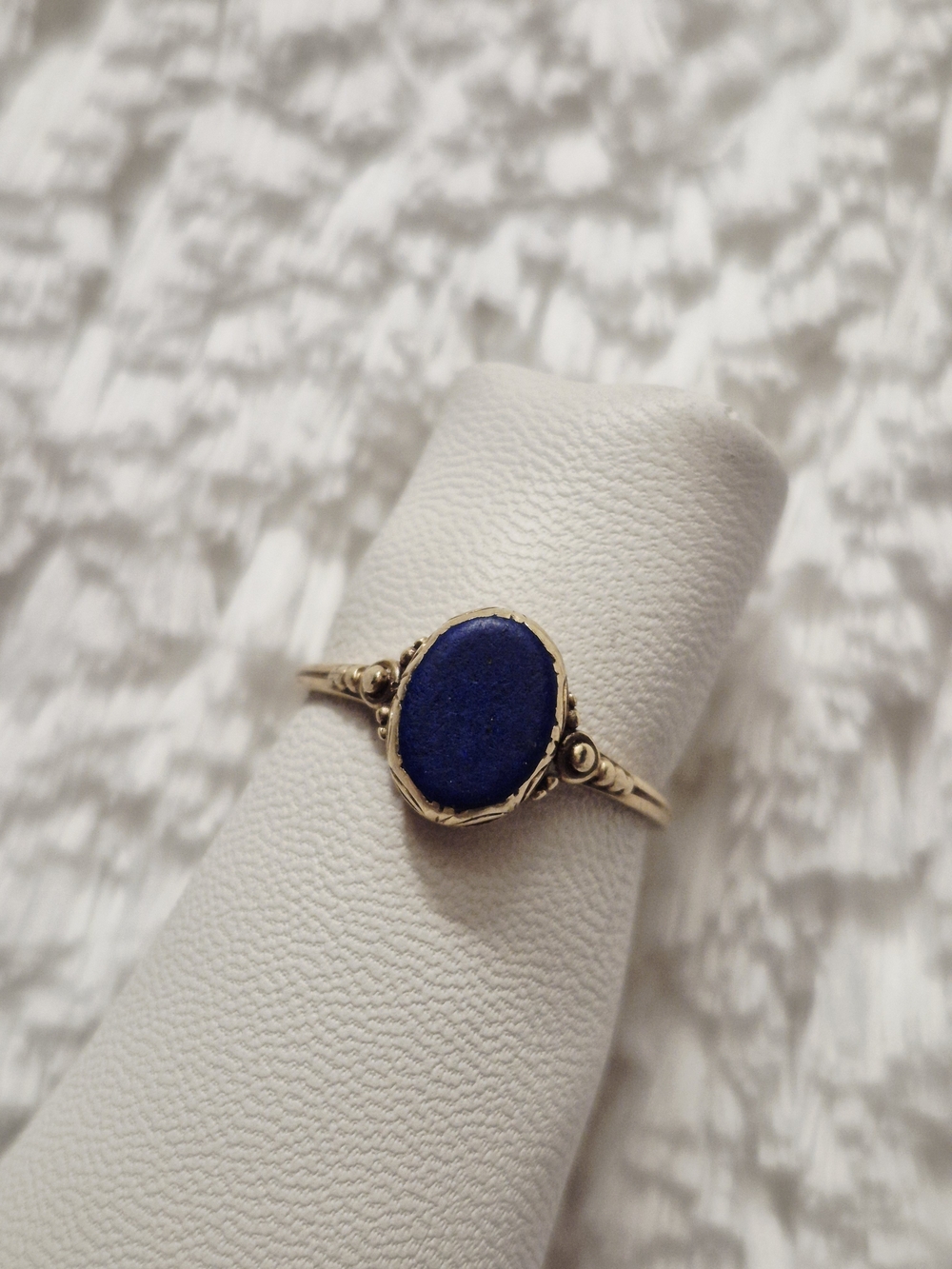 Victorian 14k Yellow Gold Oval Cut Lapis Lazuli Ring - Picture 2 of 14